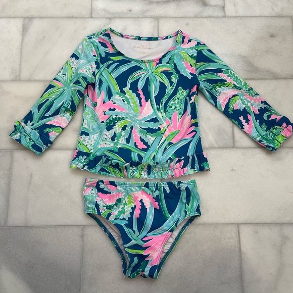 Lilly Pulitzer Other - Lilly Pulitzer Girls 3T Swim. Rash guard and bottoms. UPF 50. EUC.